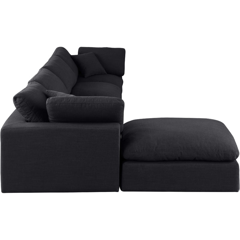 Meridian Comfy Black Linen Textured Fabric Modular Sectional IMAGE 10