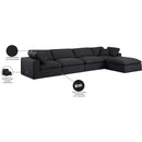 Meridian Comfy Black Linen Textured Fabric Modular Sectional IMAGE 16