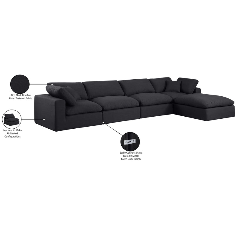 Meridian Comfy Black Linen Textured Fabric Modular Sectional IMAGE 16