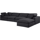 Meridian Comfy Black Linen Textured Fabric Modular Sectional IMAGE 2