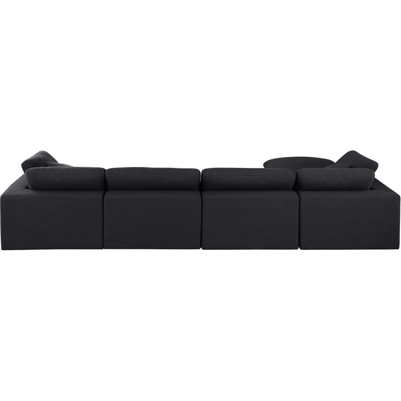 Meridian Comfy Black Linen Textured Fabric Modular Sectional IMAGE 6