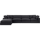 Meridian Comfy Black Linen Textured Fabric Modular Sectional IMAGE 7