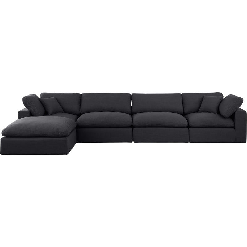 Meridian Comfy Black Linen Textured Fabric Modular Sectional IMAGE 7
