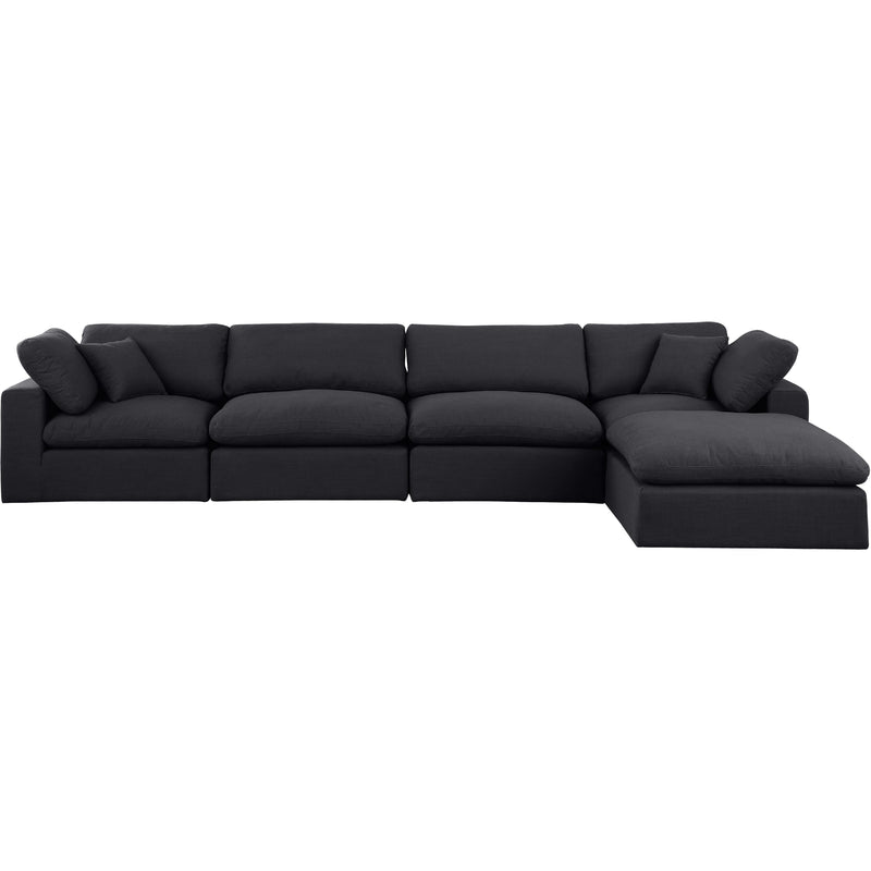 Meridian Comfy Black Linen Textured Fabric Modular Sectional IMAGE 8