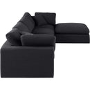 Meridian Comfy Black Linen Textured Fabric Modular Sectional IMAGE 9