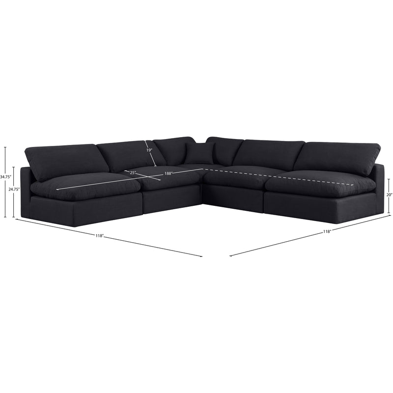 Meridian Comfy Black Linen Textured Fabric Modular Sectional IMAGE 10