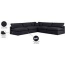 Meridian Comfy Black Linen Textured Fabric Modular Sectional IMAGE 11