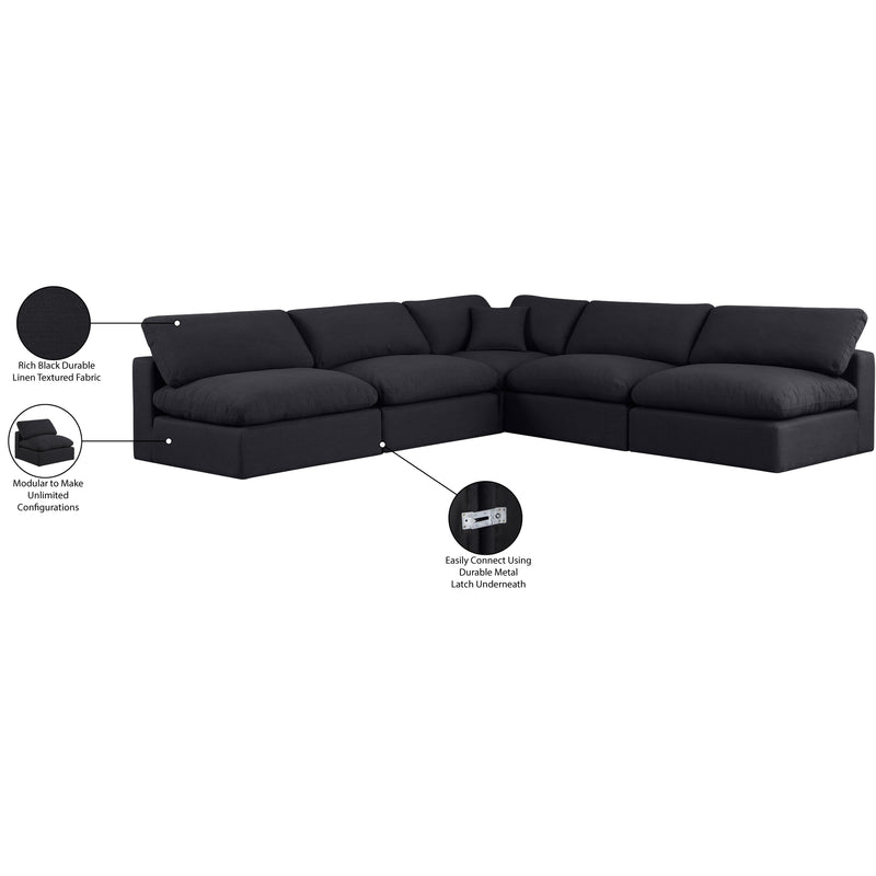 Meridian Comfy Black Linen Textured Fabric Modular Sectional IMAGE 11