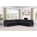 Meridian Comfy Black Linen Textured Fabric Modular Sectional IMAGE 2