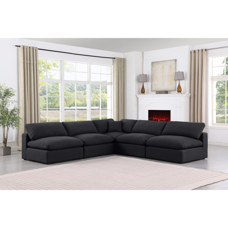 Meridian Comfy Black Linen Textured Fabric Modular Sectional IMAGE 2