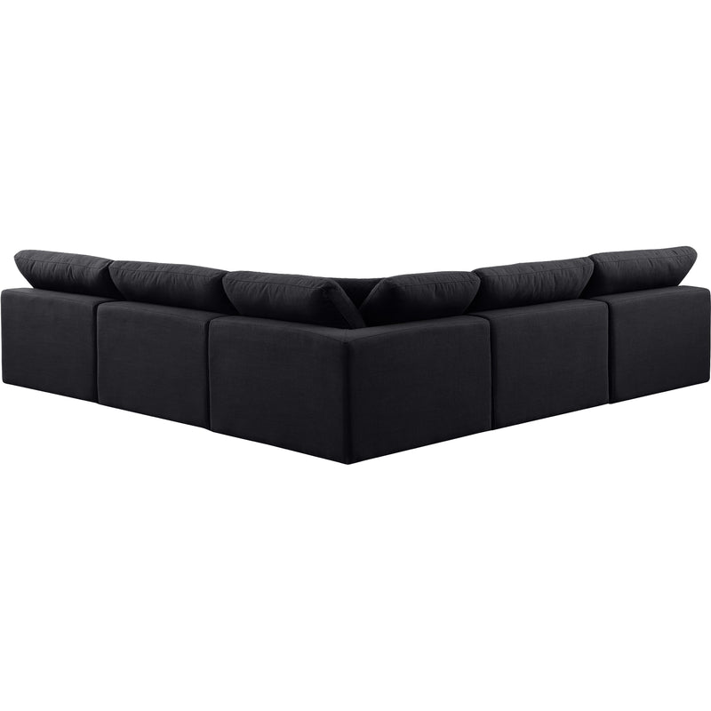 Meridian Comfy Black Linen Textured Fabric Modular Sectional IMAGE 3