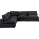 Meridian Comfy Black Linen Textured Fabric Modular Sectional IMAGE 4