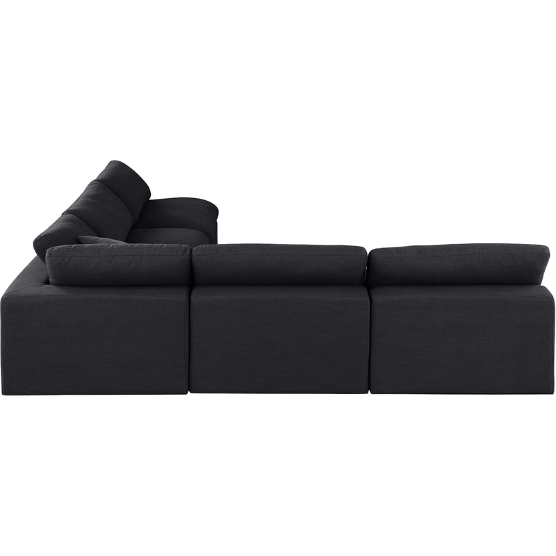 Meridian Comfy Black Linen Textured Fabric Modular Sectional IMAGE 5