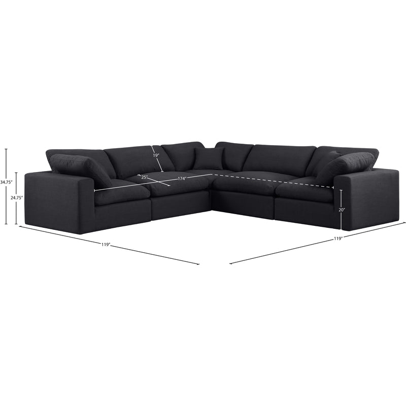 Meridian Comfy Black Linen Textured Fabric Modular Sectional IMAGE 10