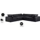 Meridian Comfy Black Linen Textured Fabric Modular Sectional IMAGE 11