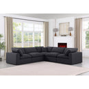Meridian Comfy Black Linen Textured Fabric Modular Sectional IMAGE 2