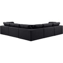 Meridian Comfy Black Linen Textured Fabric Modular Sectional IMAGE 3