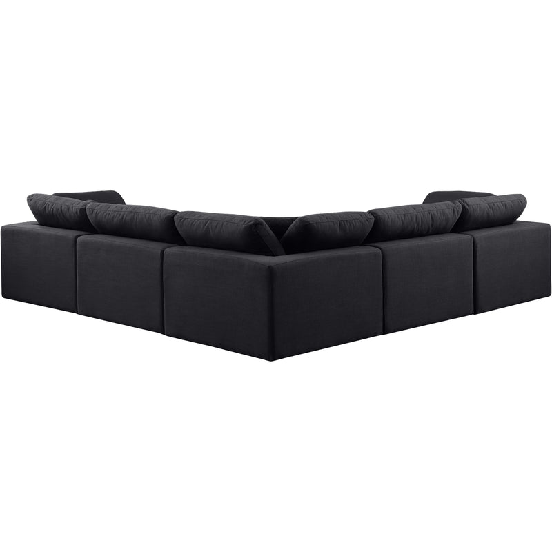 Meridian Comfy Black Linen Textured Fabric Modular Sectional IMAGE 3