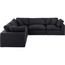 Meridian Comfy Black Linen Textured Fabric Modular Sectional IMAGE 4