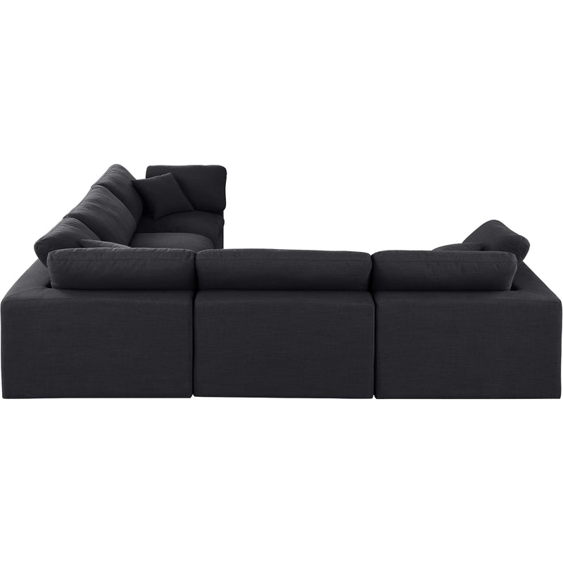 Meridian Comfy Black Linen Textured Fabric Modular Sectional IMAGE 5