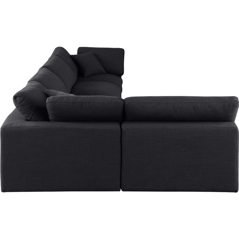 Meridian Comfy Black Linen Textured Fabric Modular Sectional IMAGE 10