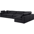 Meridian Comfy Black Linen Textured Fabric Modular Sectional IMAGE 2