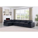 Meridian Comfy Black Linen Textured Fabric Modular Sectional IMAGE 3