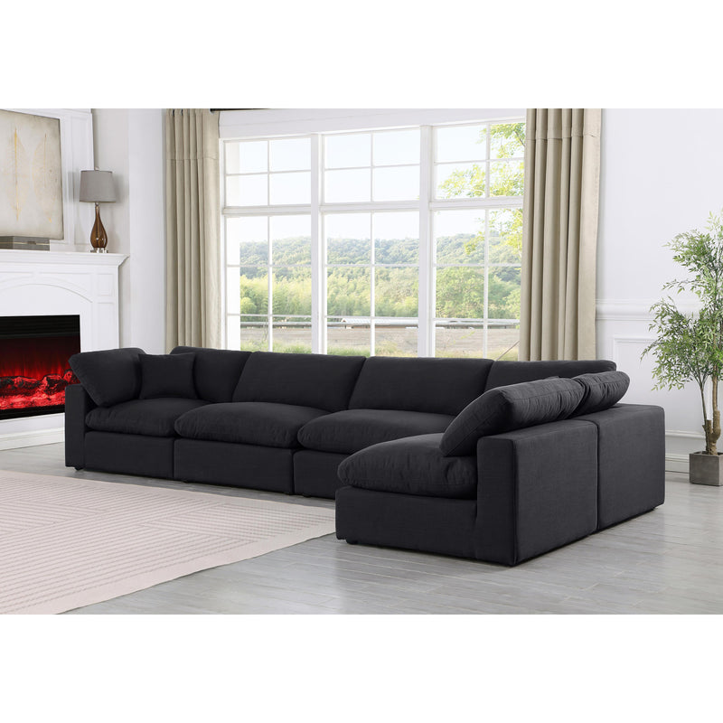 Meridian Comfy Black Linen Textured Fabric Modular Sectional IMAGE 4