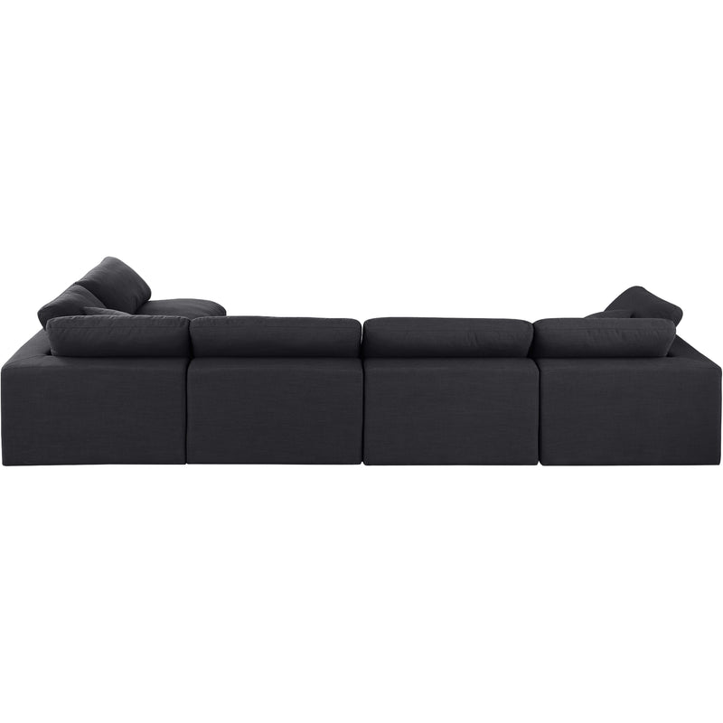 Meridian Comfy Black Linen Textured Fabric Modular Sectional IMAGE 5