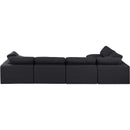 Meridian Comfy Black Linen Textured Fabric Modular Sectional IMAGE 6