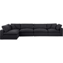 Meridian Comfy Black Linen Textured Fabric Modular Sectional IMAGE 7