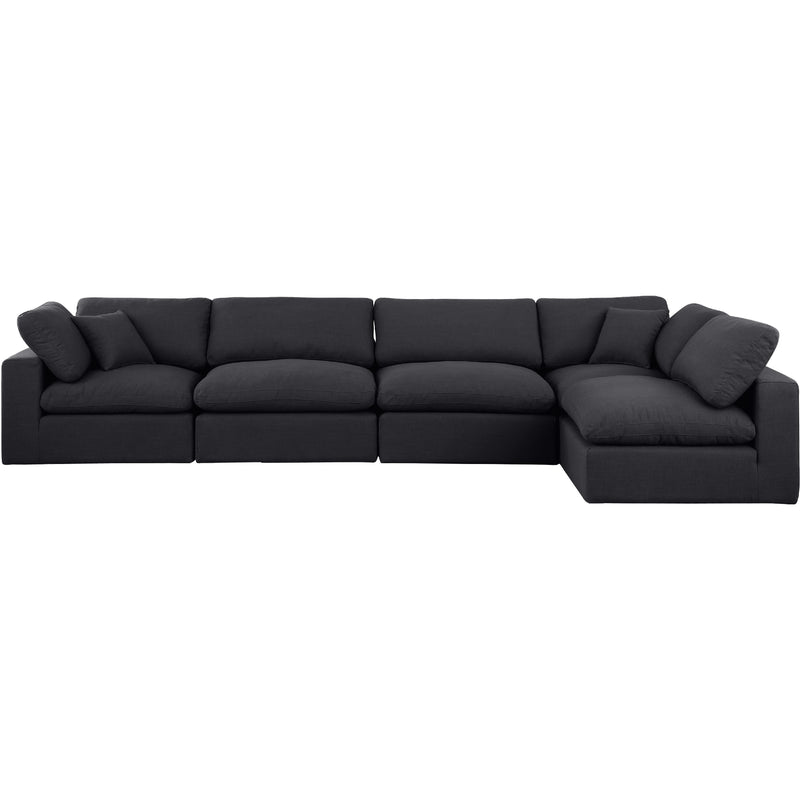 Meridian Comfy Black Linen Textured Fabric Modular Sectional IMAGE 8