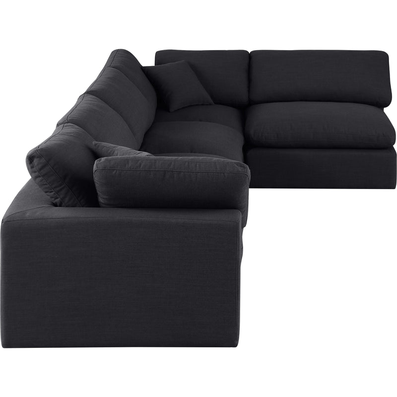 Meridian Comfy Black Linen Textured Fabric Modular Sectional IMAGE 9
