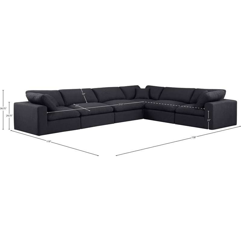 Meridian Comfy Black Linen Textured Fabric Modular Sectional IMAGE 10