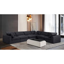 Meridian Comfy Black Linen Textured Fabric Modular Sectional IMAGE 2