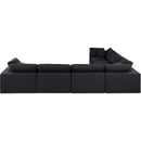 Meridian Comfy Black Linen Textured Fabric Modular Sectional IMAGE 3