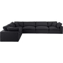 Meridian Comfy Black Linen Textured Fabric Modular Sectional IMAGE 4