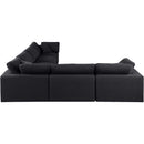 Meridian Comfy Black Linen Textured Fabric Modular Sectional IMAGE 5