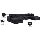 Meridian Comfy Black Linen Textured Fabric Modular Sectional IMAGE 11