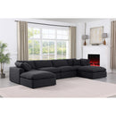 Meridian Comfy Black Linen Textured Fabric Modular Sectional IMAGE 2