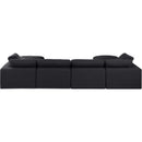 Meridian Comfy Black Linen Textured Fabric Modular Sectional IMAGE 3