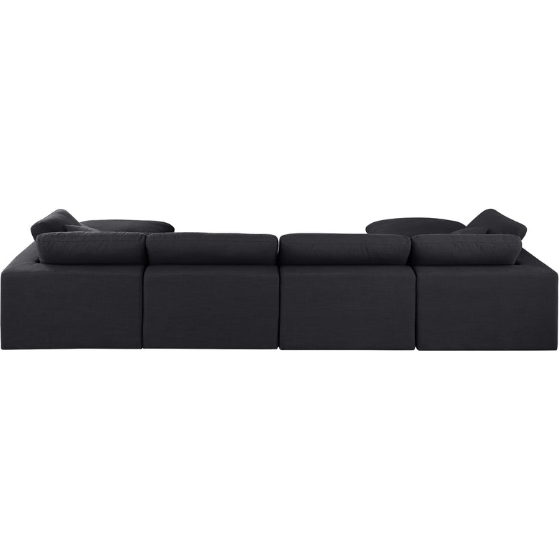 Meridian Comfy Black Linen Textured Fabric Modular Sectional IMAGE 3