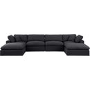 Meridian Comfy Black Linen Textured Fabric Modular Sectional IMAGE 4