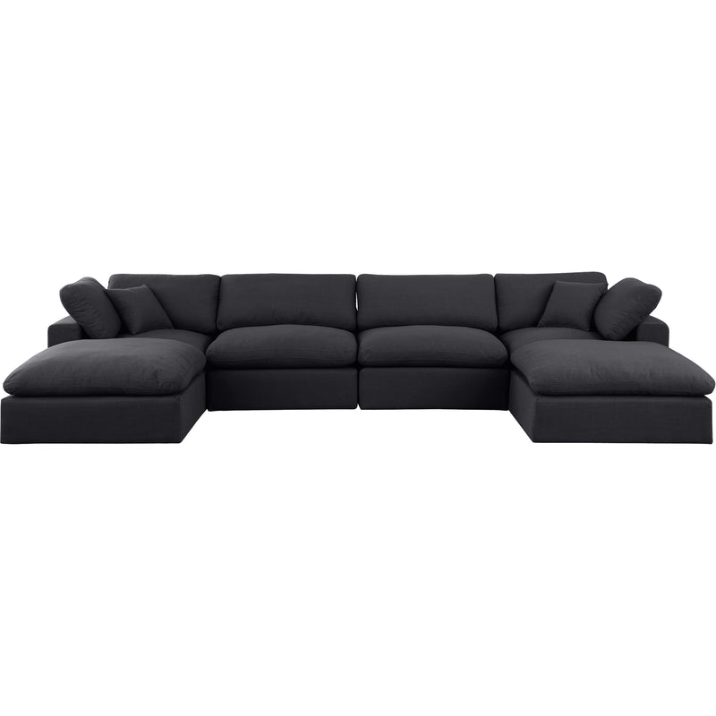 Meridian Comfy Black Linen Textured Fabric Modular Sectional IMAGE 4