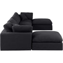 Meridian Comfy Black Linen Textured Fabric Modular Sectional IMAGE 5