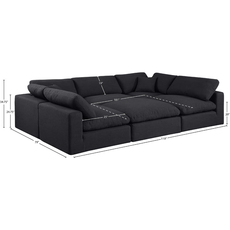 Meridian Comfy Black Linen Textured Fabric Modular Sectional IMAGE 10