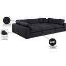Meridian Comfy Black Linen Textured Fabric Modular Sectional IMAGE 11