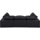 Meridian Comfy Black Linen Textured Fabric Modular Sectional IMAGE 3