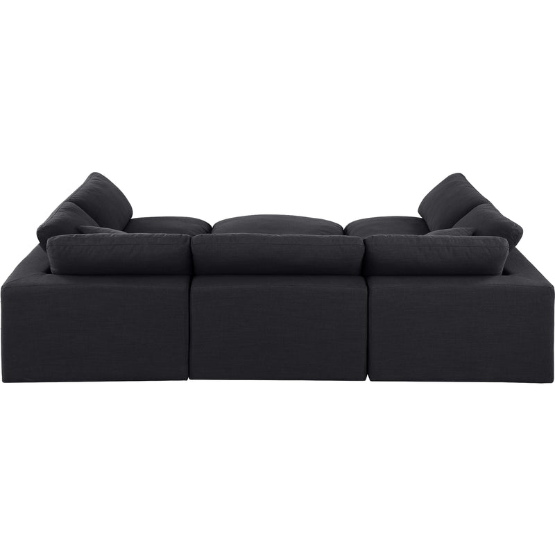 Meridian Comfy Black Linen Textured Fabric Modular Sectional IMAGE 3