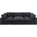 Meridian Comfy Black Linen Textured Fabric Modular Sectional IMAGE 4